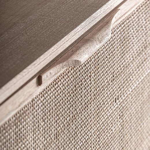 Shoe rack made of ash wood and rattan in natural, 76 x 29 x 107 cm | Weurtz