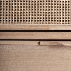 Shoe rack made of ash wood and rattan in natural, 76 x 29 x 107 cm | Weurtz