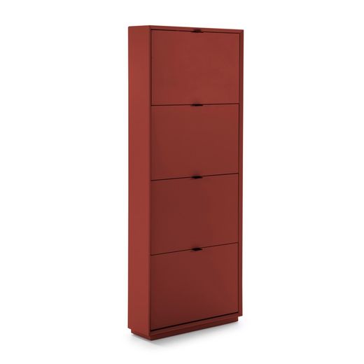 Zapatero de Madera Rojo  4 Puertas 64x18x160 cm