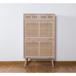 Zapatero de madera y rejilla, 70 x 30,5 x 120 cm