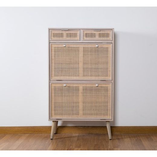 Zapatero de madera y rejilla, 70 x 30,5 x 120 cm