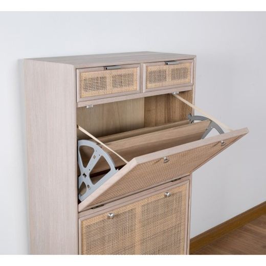 Zapatero de madera y rejilla, 70 x 30,5 x 120 cm