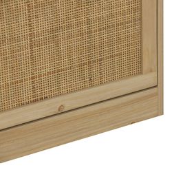 Étagère à chaussures en mélamine et rotin naturel, 60 x 24 x 82 cm | Décor