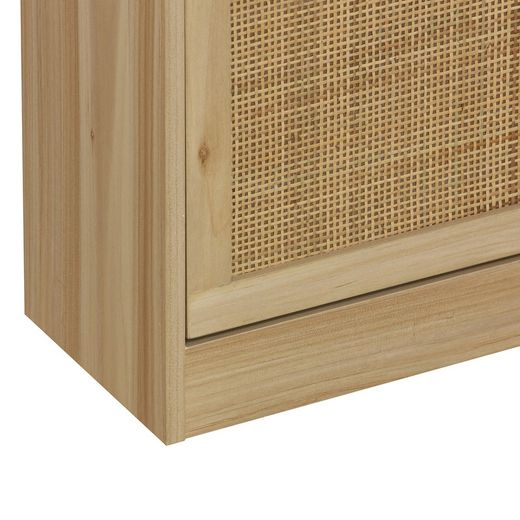 Étagère à chaussures en mélamine et rotin naturel, 60 x 24 x 82 cm | Décor