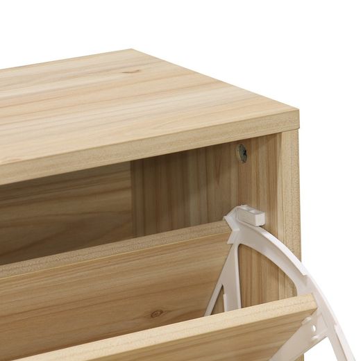 Étagère à chaussures en mélamine et rotin naturel, 60 x 24 x 82 cm | Décor