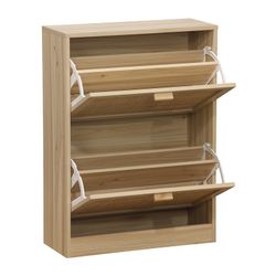Sapateira em melamina e rattan natural, 60 x 24 x 82 cm | Decoração