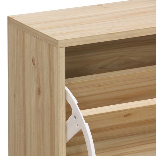 Étagère à chaussures en mélamine et rotin naturel, 60 x 24 x 82 cm | Décor