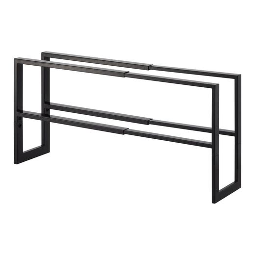 Extendable black steel shoe rack, 38 x 15 x 30 cm | line