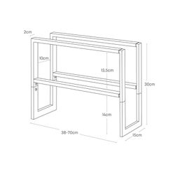 Extendable black steel shoe rack, 38 x 15 x 30 cm | line