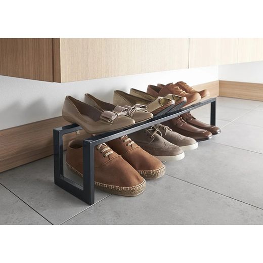 Extendable black steel shoe rack, 38 x 15 x 30 cm | line