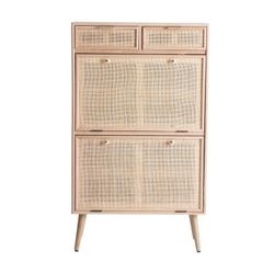 Zapatero TSAKI de madera de pino, 70x32x120 cm