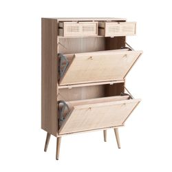 Zapatero TSAKI de madera de pino, 70x32x120 cm